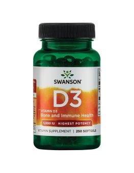 Swanson Vitamin D3 Highest Potency 5,000 IU (125 mcg) 250 Softgels
