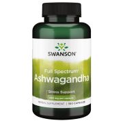 Swanson Full Spectrum Ashwagandha 450mg 100 Capsules Front of bottle