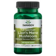 Swanson Full Spectrum Lion's Mane Mushroom 500 mg 60 Capsules Front of bottle
